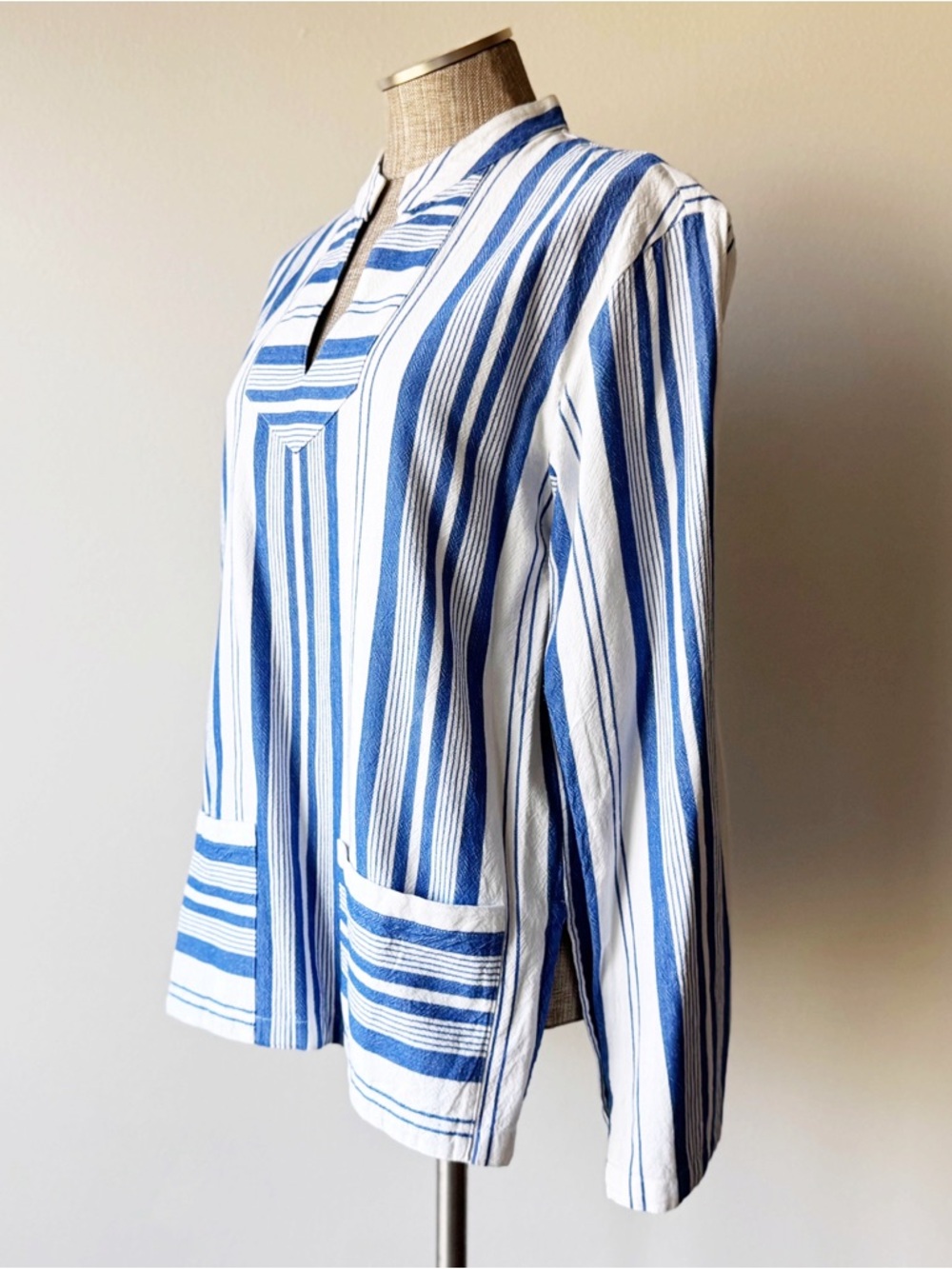 A.P.C. Beachy Blue and White Striped Long Sleeve Top - Picture 4 of 14